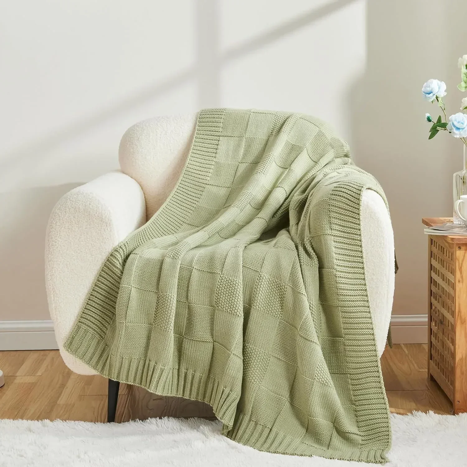 Ellis Checked Knit Blanket - Image 2