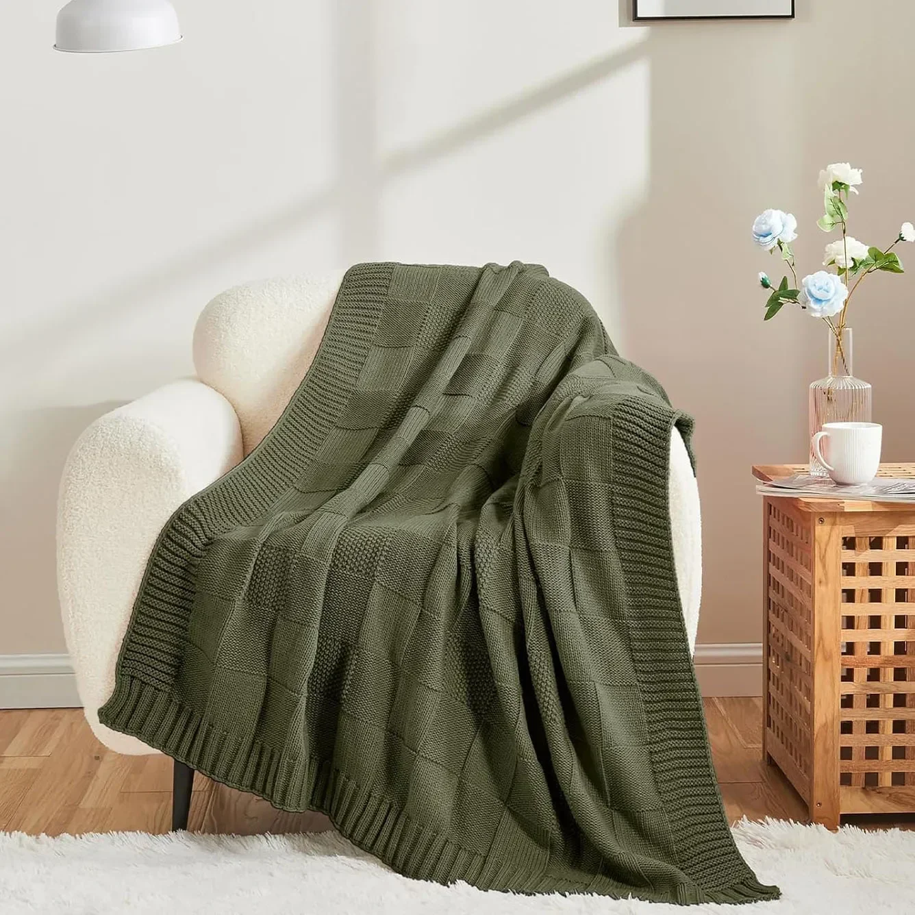 Ellis Checked Knit Blanket - Image 3