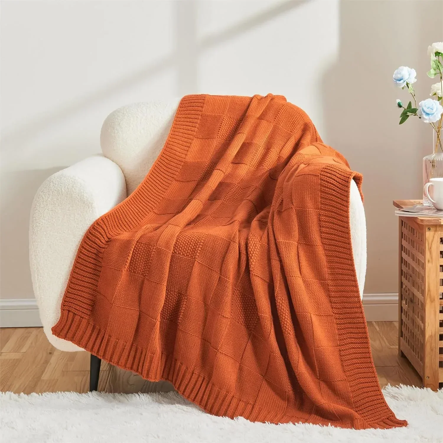 Ellis Checked Knit Blanket - Image 5