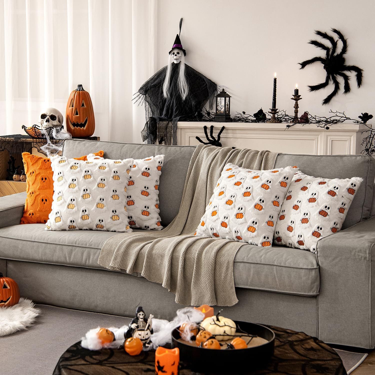 Ghost & Pumpkin Pillow Case - Image 2
