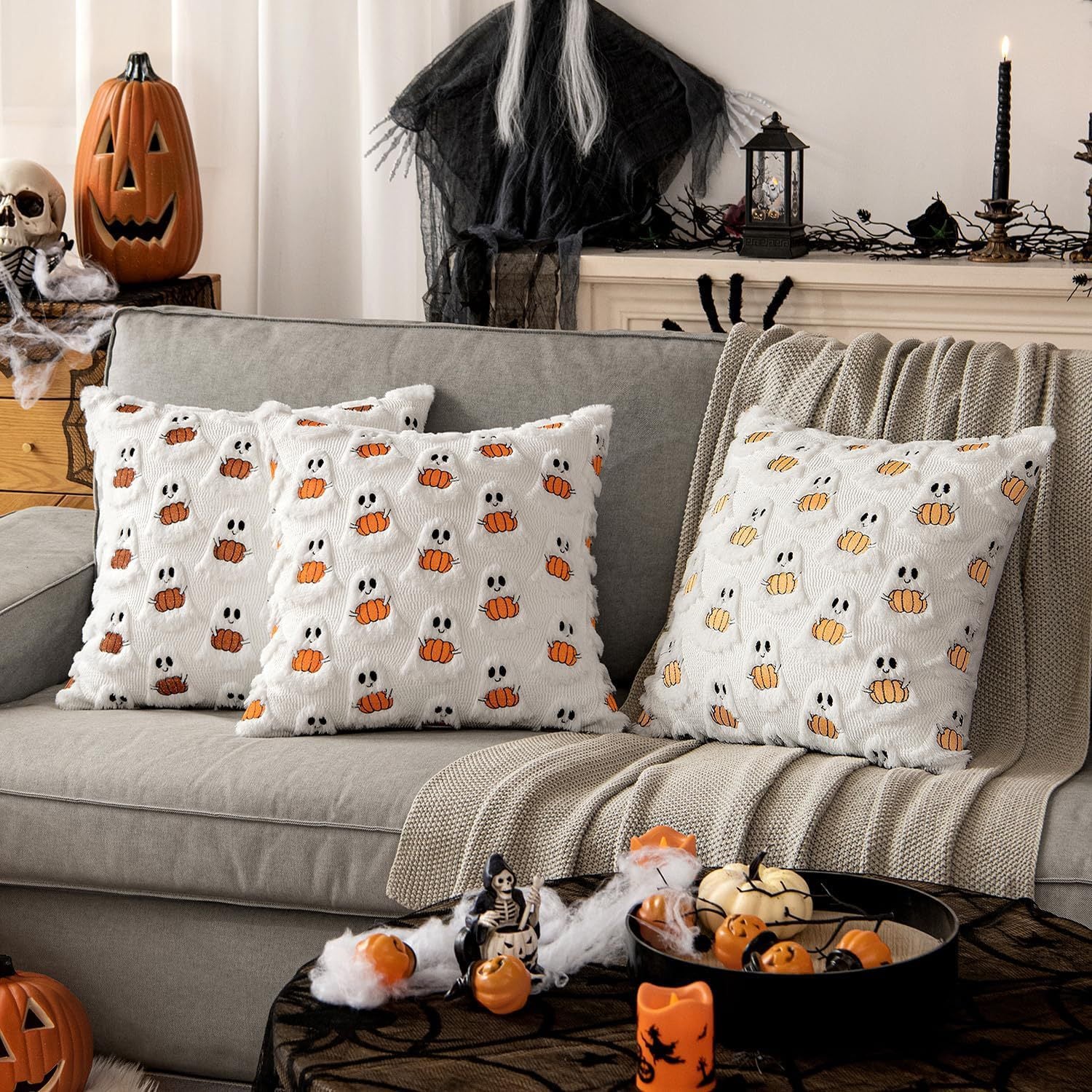 Ghost & Pumpkin Pillow Case - Image 3