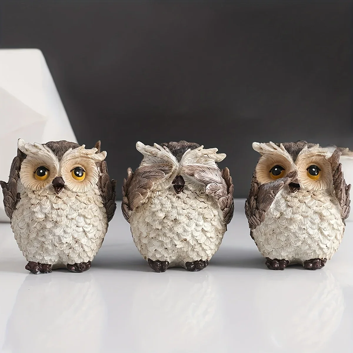 Rustic Feathered Owl Figurines - Image 4