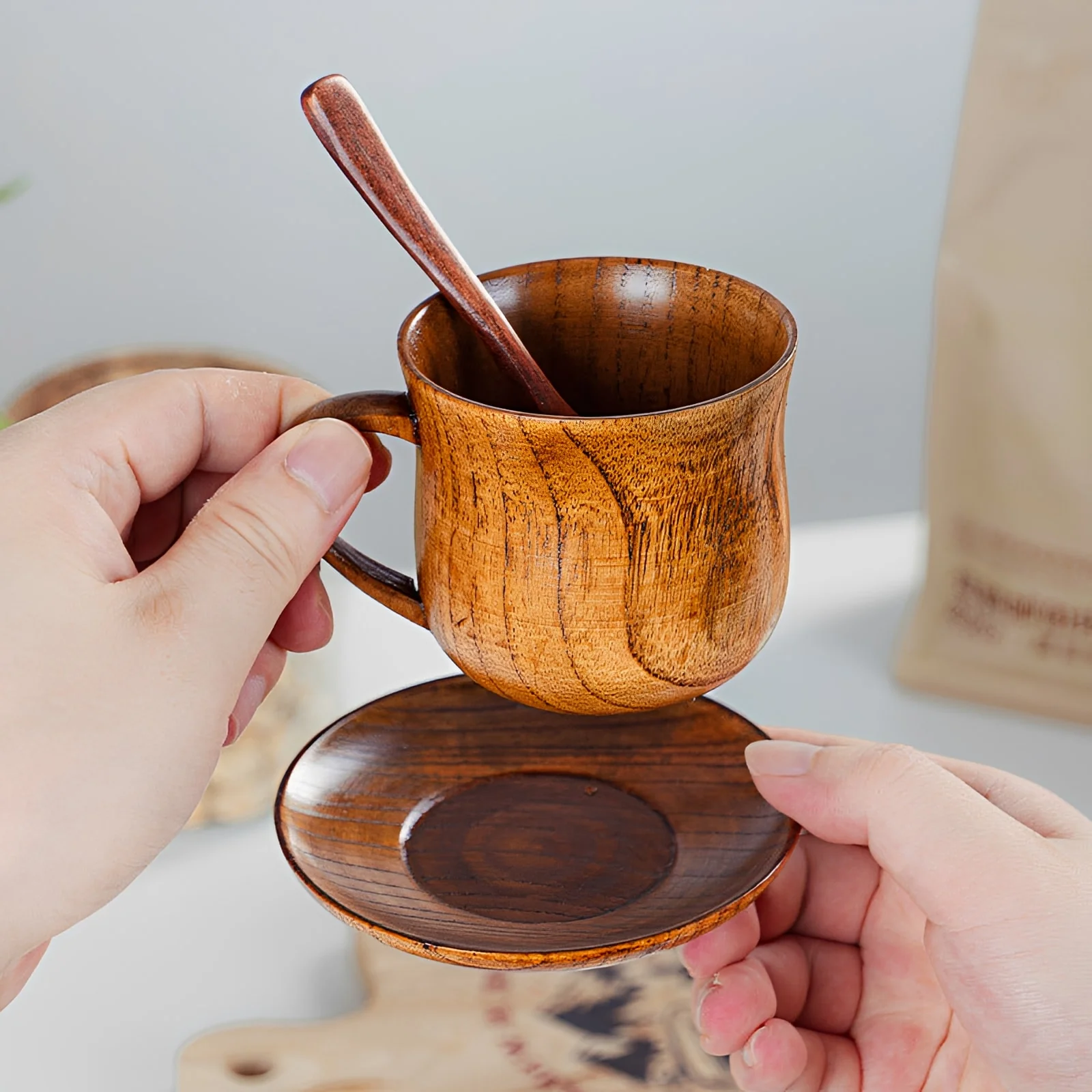 Yuki Wood Coffee Cup Set - Image 2